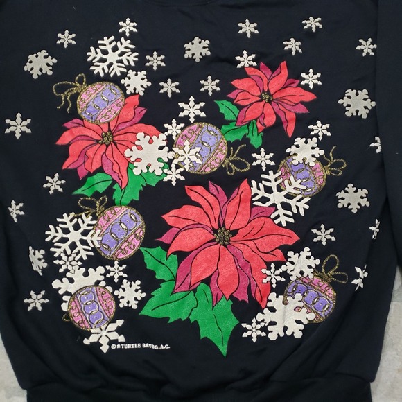 Vintage Turtle Bay Sweatshirt Women Medium Black Crew Neck Pullover Long Sleeve - Picture 2 of 10